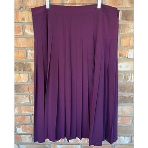 Du Jour Women’s Plus Size Plum Pleated Midi Skirt Size 20W